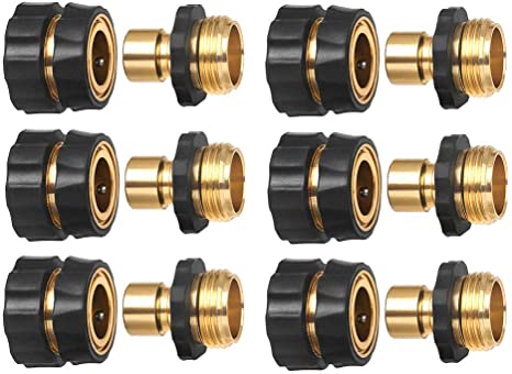 HQMPC Garden Hose Connector Garden Hose Quick Connector Male and Female 3/4" GHT 6 Sets