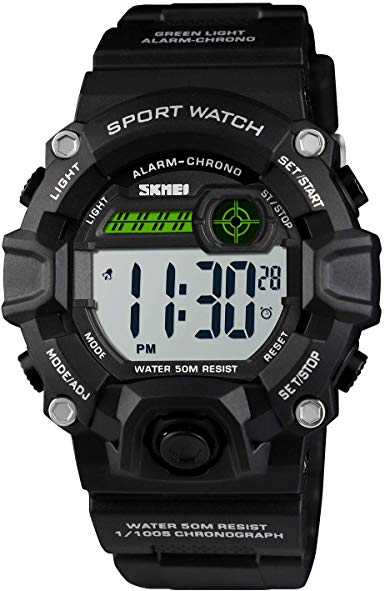Kids Watch with Waterproof 50m Stopwatch Alarm Date 12/24H EL Backight Dual Time, Children Digital Sports Electronic Watch for Boys Girls