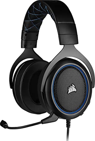 Corsair HS50 PRO Stereo Gaming Headset (Adjustable Memory Foam Ear Cups, Lightweight, Noise-Cancelling Detachable Microphone with PC, PS4, Xbox One, Switch and Mobile Compatibility) - Blue