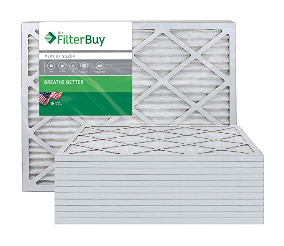 FilterBuy 18x24x1 MERV 8 Pleated AC Furnace Air Filter, (Pack of 12 Filters), 18x24x1 – Silver