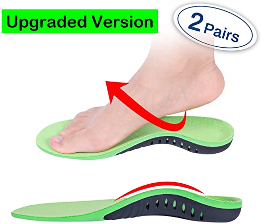 Orthotics Insoles Arch Support Inserts (2 Pairs) Comfort Sports Insoles Plus Support Anti-Fatigue Technology Replacement Insole Athletics Leisure and Work