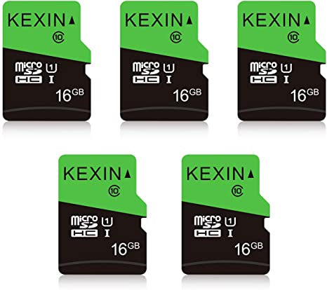 KEXIN Micro SD Card 16 GB 5 Pack MicroSDHC UHS-I Memory Card Class 10 High Speed Micro SD Card, C10, U1