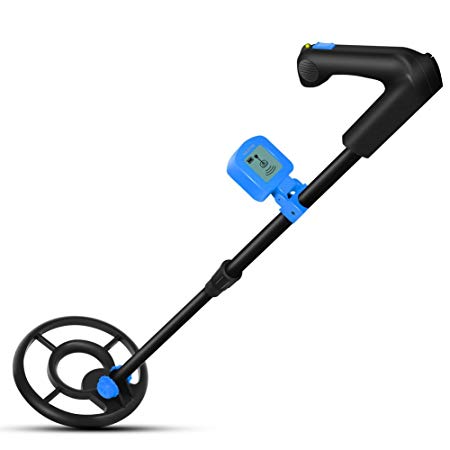 DR.ÖTEK Easy to Operate Metal Detector for Kids and Beginners with LCD Display, Light Weight, Sound Mode, Detects Gold, Sliver, Coins, Artifacts, Perfect Gifts for Junior - Includes Shovel and 9v Battery - Blue/Black