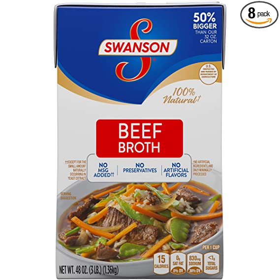 Swanson Beef Broth, 48 oz. Carton  (Pack of 8)