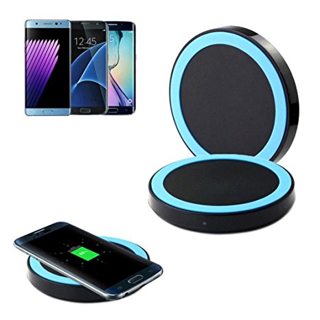 Qi Wireless Charger, Yoyorule Wireless Power Charger Charging Pad for Samsung Galaxy Note 5 S7 S7 Edge S6 Edge Plus (Blue)