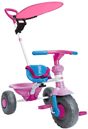 ChromeWheels 2 in 1 Kids Tricycle,Steer Stroller Trike for 1-3 Years Old,Baby Bike with Canopy and Push Handle