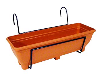Garden Pride Hanging Balcony Planter - 60cm Trough holder for use on balconies, fences or railings. An ideal alternative to a window box. (Brown)