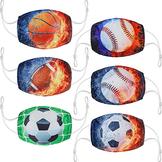 6 Pieces Reusable Basketball Rugby Baseball Football Face Covering Adjustable Unisex Face Protection for Sport