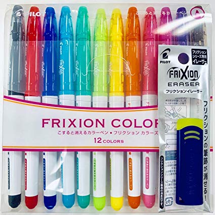 FRIXION Colors Erasable Marker 12 Color set with the Frixion Eraser with the Original Sticky notes