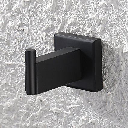 Kes SUS 304 Stainless Steel Coat Hook Towel/Robe Clothes Hook for Bath Kitchen Garage Heavy Duty Wall Mounted, Black Finish, A2460-BK