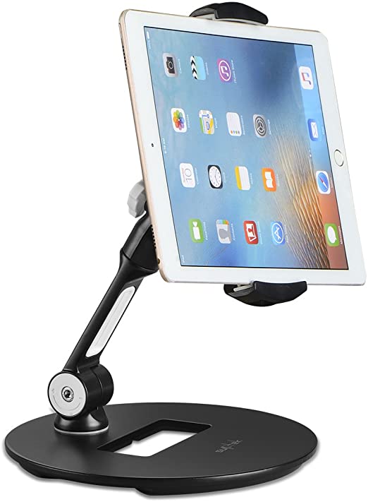 Suptek Aluminum Tablet Desk Stand 360° Flexible Cell Phone Holder Mount for 4.7-11 inch Devices, Good for Bed, Kitchen, Office (YF108DB)