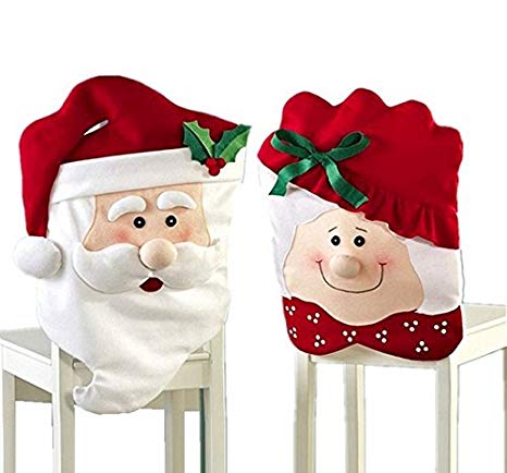 Yosoo Santa Claus Christmas Chair Cover Christmas Dinner Table Chair Back Cover Kitchen Dining Room Decor,87x51 cm/ 34.2 x 20 - Set of 2