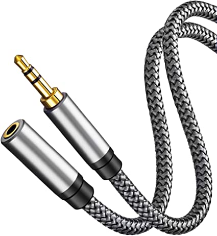 Audio Extension Cable 25Ft,Audio Auxiliary Stereo Extension Audio Cable 3.5mm Stereo Jack Male to Female, Stereo Jack Cord for Phones, Headphones, Tablets, PCs, MP3 Players and More (25Ft/8M, Silver)