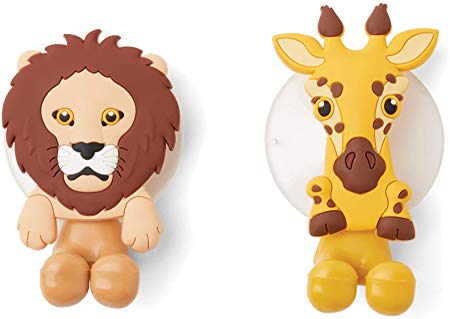 Fox Run Giraffe and Lion Toothbrush Holders, 1.5 x 2 x 3.25, Multicolored