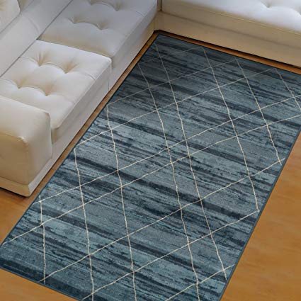 Superior Area Rug 2' x 3' 10mm Pile Height with Jute Backing, Woven Fashionable and Affordable Cullen Collection, Blue