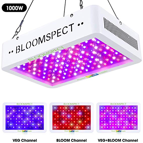 BLOOMSPECT 1000W LED Grow Light Full Spectrum for Indoor Plants with Veg and Bloom Switch Double Chips LED (100pcs 10W LEDs)