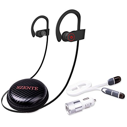Earphones, V4.1 Wireless Headphones Sports Running Headsets IPX7 Waterproof Workout Sweatproof Earbuds with Noise Cancelling Mic for Cycling Gym Premium HD Sound Cordless Earphones