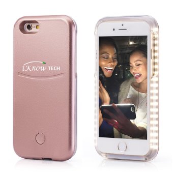 iKNOWTECH Luxury Night Selfie Light Cover Bumper Case Photo Self LED lightning for Apple iPhone 6 / 6S 4.7" (Rosy Gold)