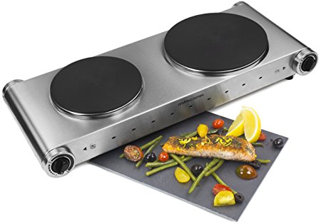 Andrew James Double Hot Plate In Stainless Steel, 2500 Watts