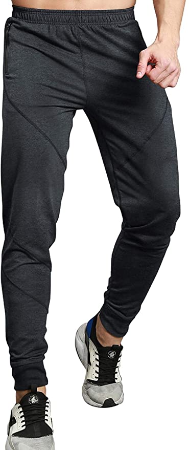 TBMPOY Men's Athletic Running Sport Jogger Pants with Zipper Pockets