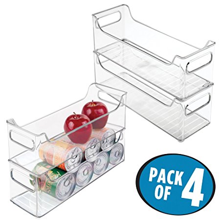 mDesign Refrigerator and Freezer Storage Organizer Bins for Kitchen - Pack of 4, 5" x 5" x 14.5", Clear