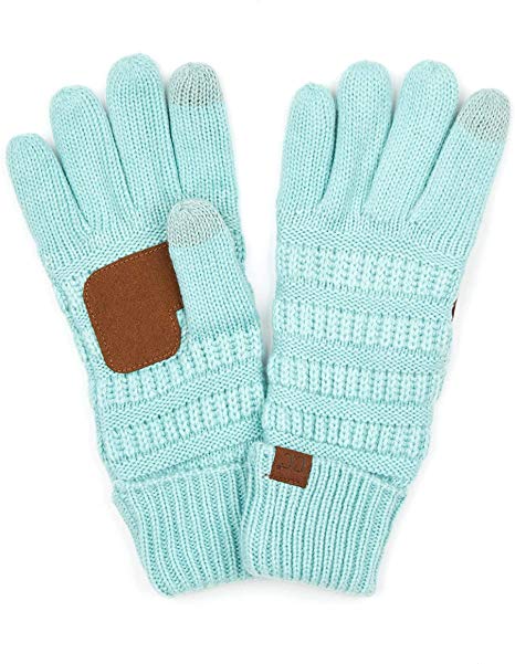 BYSUMMER Sherpa Lining Winter Warm Knit Touchscreen Texting Gloves