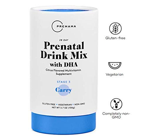 PREMAMA Prenatal Vitamin   DHA  Drink Mix - Comprehensive Multivitamin Supplement To Support Prenatal Health While Soothing Morning Sickness  (28 Packets Natural Citrus Flavor)