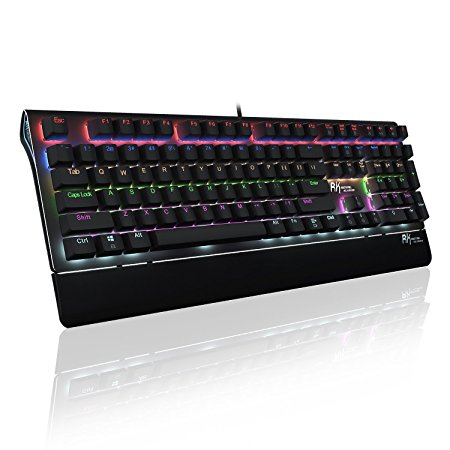 RK Side108 Rainbow LED Backlit Mechanical Gaming Keyboard Removal Wrist Rest with Blue Switch