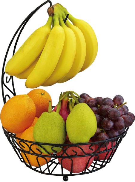 Surpahs Countertop Fruit Basket Stand w Removable Banana Hanger