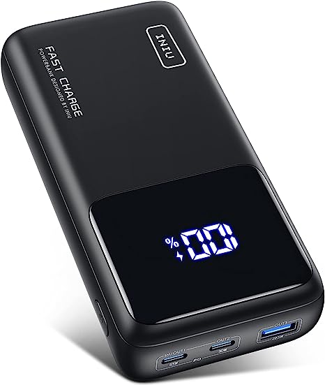 INIU Power Bank, 25000mAh 65W USB C Laptop Portable Charger, PD QC Fast Charging 3-Output External Battery Pack for MacBook Dell XPS iPad Tablet Steam Deck iPhone 15 14 13 X Pro Max Samsung S23 Google