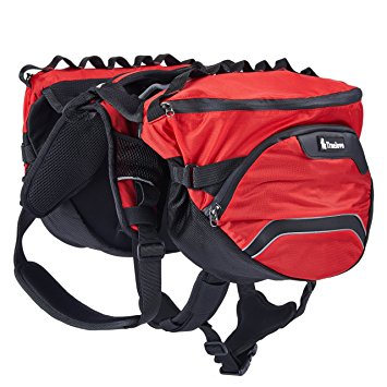 Pettom Dog Saddle Backpack 2 in 1 Saddblebag&Vest Harness with Waterproof for Backpacking, Hiking, Travel, suit for Small, Medium & Large Dogs