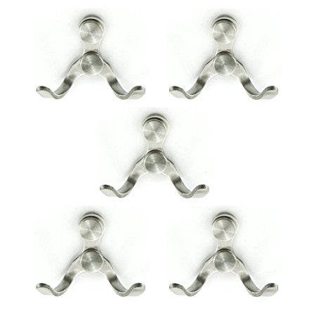 KES Brushed Stainless Steel Coat and Hat Double Hook Heavy Duty Wall Mount, 5-Pcs Value Pack