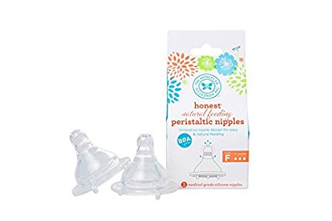 Honest Natural Feeding Peristaltic Nipples Pack of 2, Fast Flow