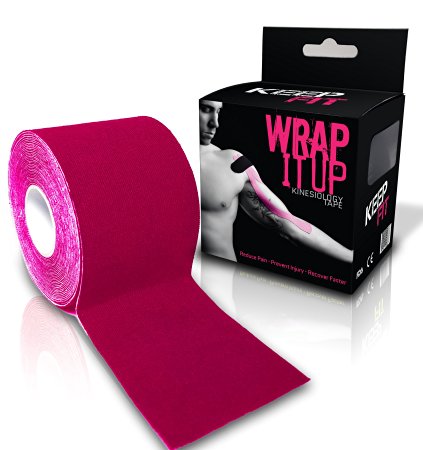 Kinesiology Tape Plus FREE eTaping Guide Wrap-It-Up with Premium Athletic Performance Tape, Advanced Adhesive, Water Resistant, and Highly Durable - Latest Adhesive Technology - Pro grade 2 in. x 16.4 ft. Uncut Roll Perfect for any Athlete or Therapeutic Needs. Crossfit Tested and Approved © 2014