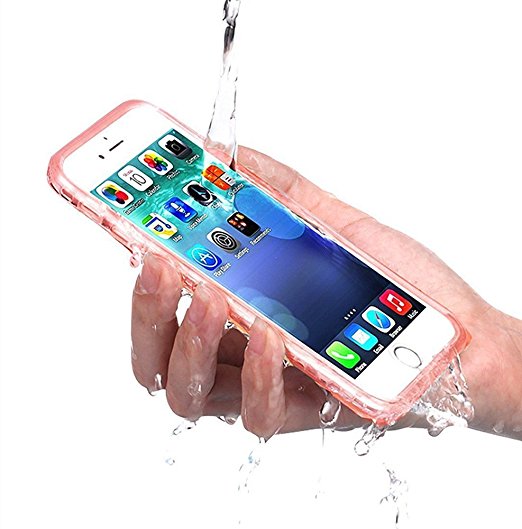 PISSION Waterproof Cases Full Protection Cover Transparent Bumper for iPhone 6/6S(Rose Gold)