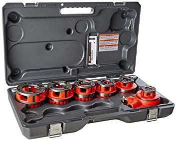 RIDGID 36475 Exposed Ratchet Threader Set, Model 12-R Ratcheting Pipe Threading Set of 1/2-Inch to 2-Inch NPT Pipe Threading Dies and Manual Ratcheting Pipe Threader with Carrying Case