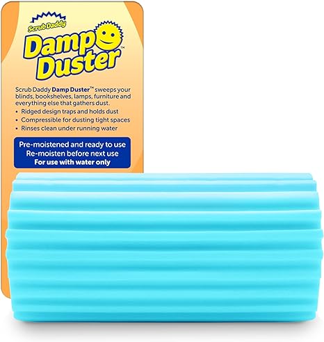 Scrub Daddy Damp Duster, Magischer Staubreinigungsschwamm, Staubtuch zum Reinigen von Jalousien, Holzjalousien und Heizkörpern, Fußleisten, Spiegeln, Spinnweben, fängt Staub EIN, Blau, Einheitsgröße