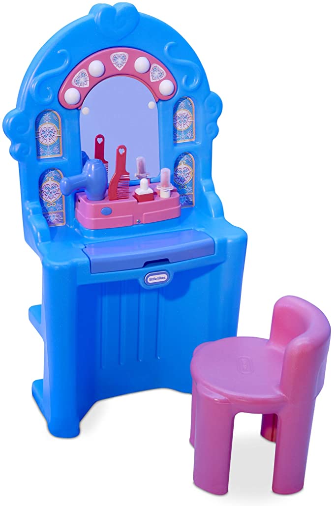 Little Tikes Ice Princess Magic Mirror - Roleplay Vanity with Lights Sounds & Pretend Beauty Accessories, Multicolor