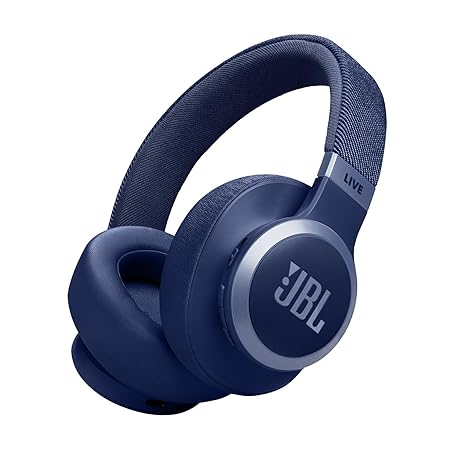 JBL Live 770NC True Adaptive Noise Cancellation Headphones, Wireless Over Ear, Spatial Sound, 65Hrs Playtime, Speed Charge, Multipoint Connect and Personi-Fi 2.0, BT 5.3, Google Fast Pair, Alexa, Blue