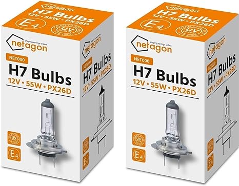 Netagon Brand Car & Van Headlight Bulbs H7 Bulbs 477 499 12v 55W PX26d - Pack of Two