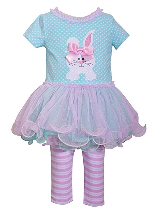 Bonnie Jean Holiday Bunny Easter Spring Girls' Appliqued Skirt Dress Set