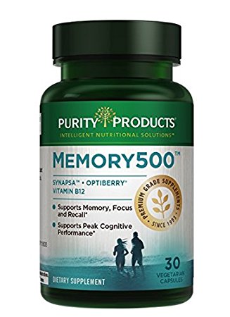 Memory500 Bacopa monniera/Brahmi ELITE Nootropic Complex - Supports Peak Cognitive Performance*, Increased Learning Speed* and Healthy Memory & Recall* - 30 Vegetarian Caps from Purity Products