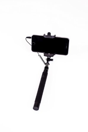 SelfieOnAStick.com Wired Extendable Selfie Stick, Black
