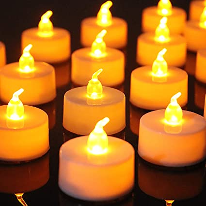 2020 Kekilo Tealight Battery Flameless Candles Including Batteries CR2032, Flameless LED Tealights Flickering Candles with Flickering Effect Warm White (24PCS)