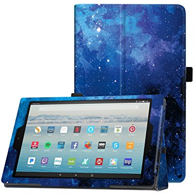 Famavala Folio Case Cover with Auto Wake/Sleep for All-New 10.1" Amazon Fire HD 10 Tablet [7th Generation 2017/5th Generation 2015] (BlueSky)