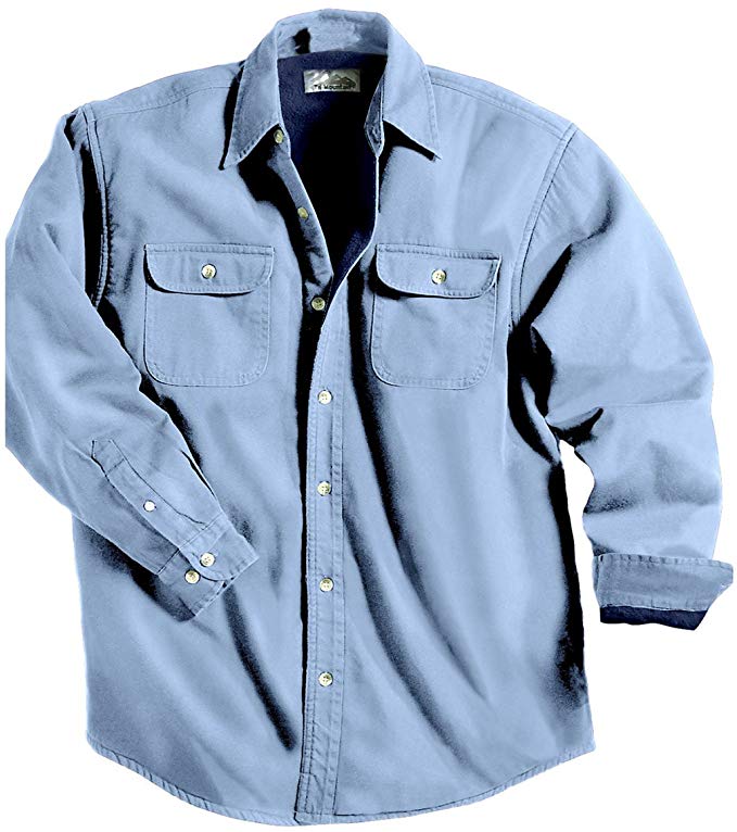 TRM Men's Cotton Tahoe Stonewashed Fleece Denim Shirt Jacket (10 Color, XS-6XLT)
