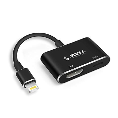 Lightning to HDMI Adapter,SOCLL iPhone to HDMI Converter Cable, 1080P Lightning Digital AV Adapter for iPhone iPad iPod Touch to TV,Projector (Compatible IOS 11,Black)