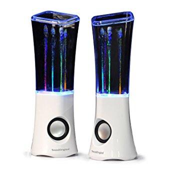 SoundOriginal 2016 Dancing Water Speakers 4 Led Light Show Fountain Mini Stereo Speakers (White)