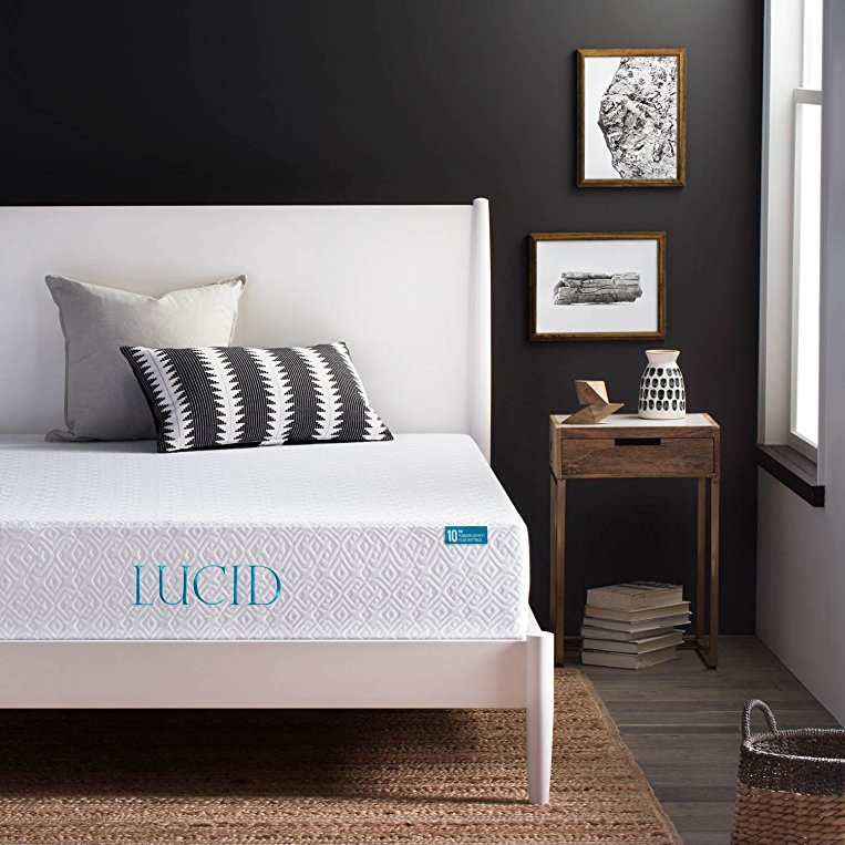 Lucid 10 Inch Plush Memory Foam Mattress, Dual-Layered, CertiPUR-US Certified, 25-Year Warranty, Twin