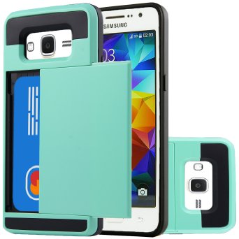 Galaxy Core Prime Case,Sophmy Wallet Case Anti-scratch Protective Shell Shockproof Rubber Bumper Cover Card Slot Holder for Samsung Galaxy Core Prime (mint green)